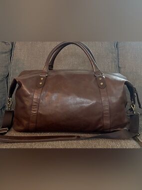 Men's Brown Leather Weekend Duffel Bag